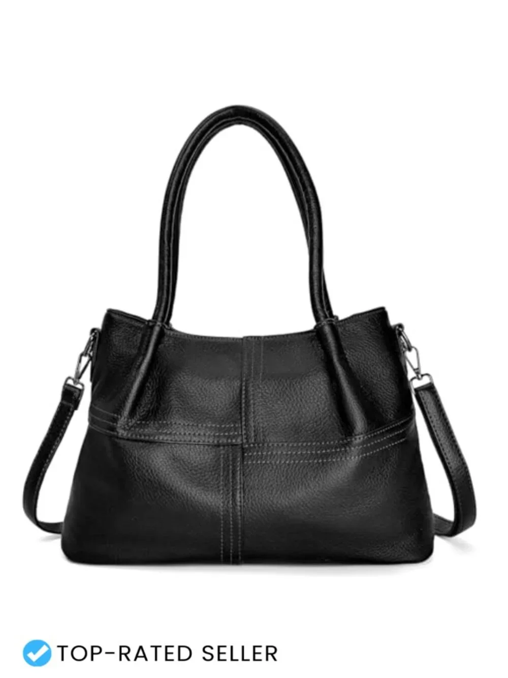 Vegan Leather Tote Handbag with Adjustable Strap, Crossbody Bag